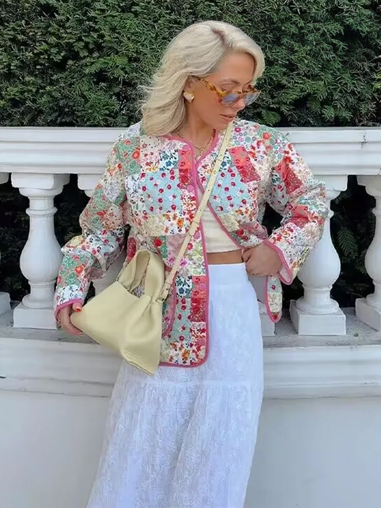 Lillymoda | Celine - Gepolsterte Jacke mit Blumenmuster