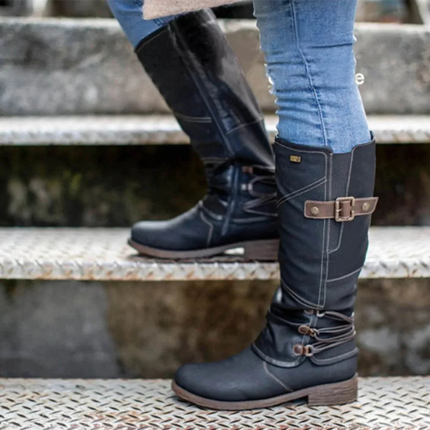 Lillymoda | Eliza - Hohe Stiefel mit Schnalle