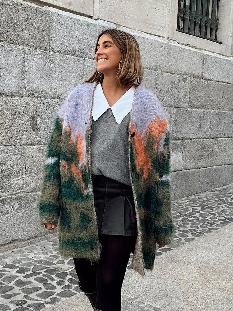 Lillymoda | Daniella - Trendige Bedruckte Strickjacke