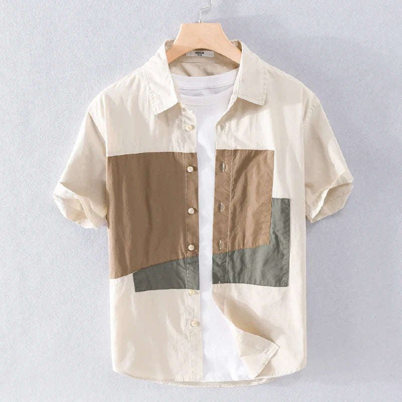 Olivier - Sommerliches Kurzarm-Patchwork-Hemd