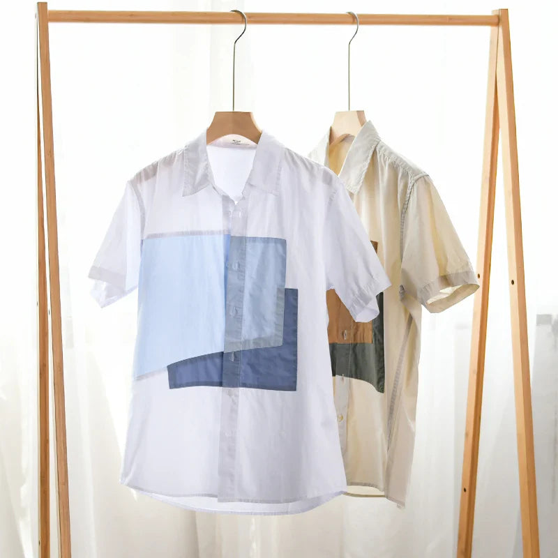Olivier - Sommerliches Kurzarm-Patchwork-Hemd