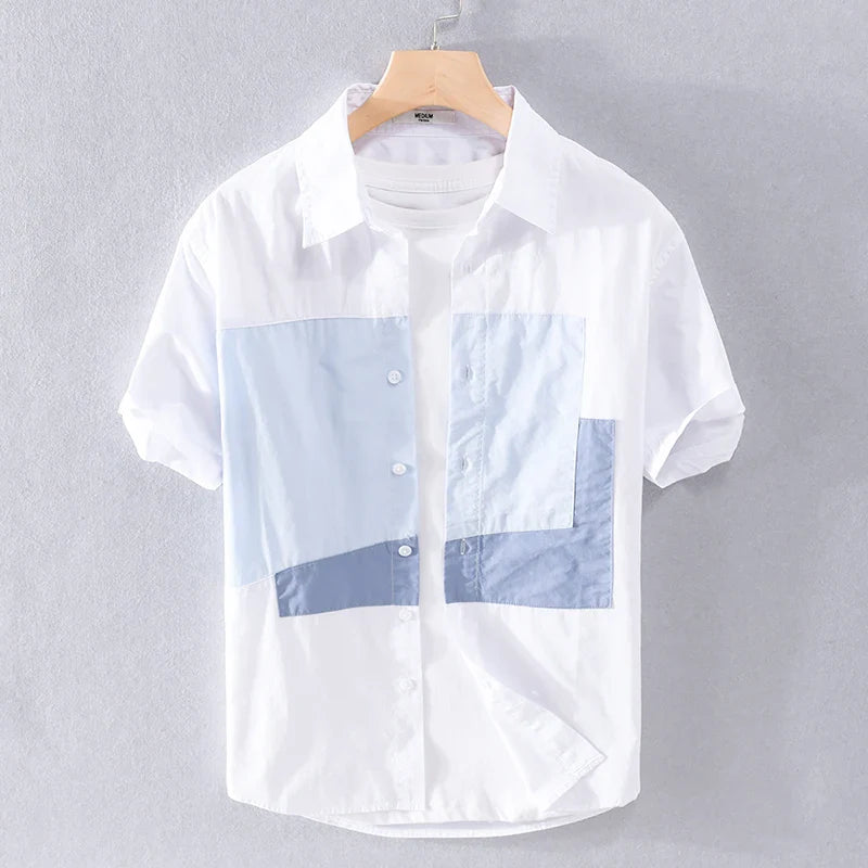 Olivier - Sommerliches Kurzarm-Patchwork-Hemd