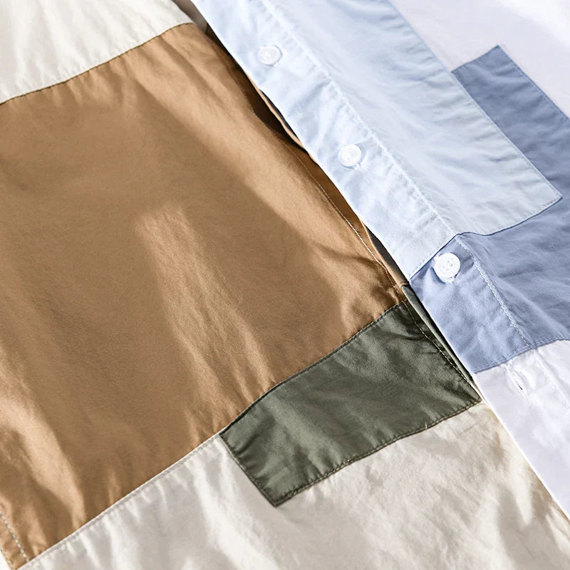Olivier - Sommerliches Kurzarm-Patchwork-Hemd