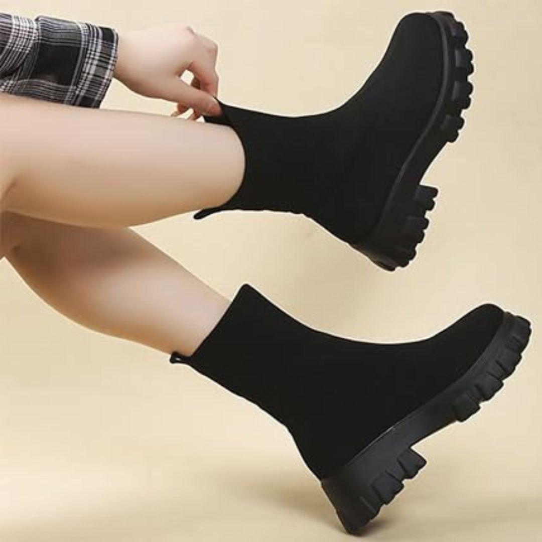 Phyllida - Gestrickte Knöchelstiefeletten mit Trendiger Sohle