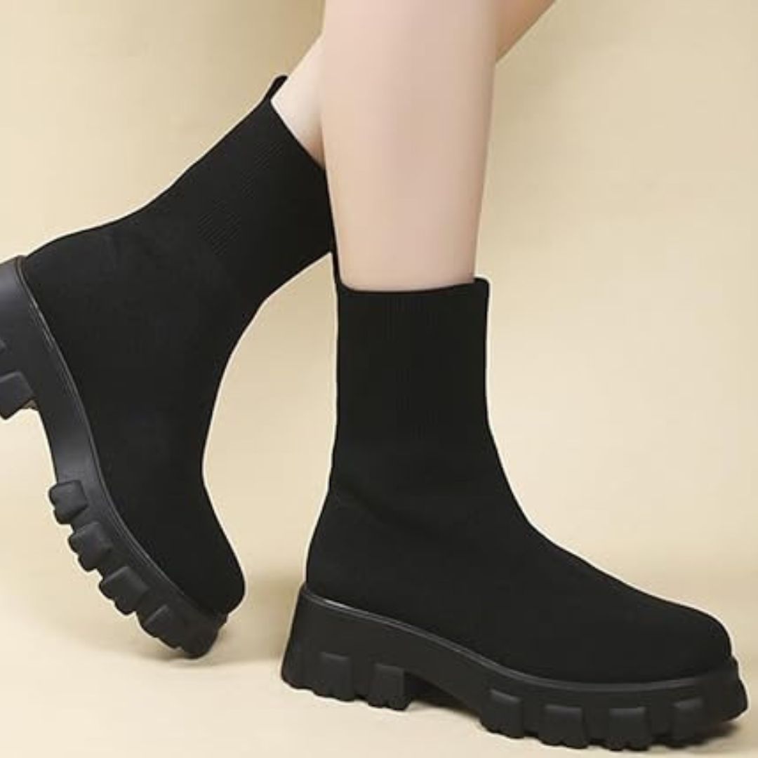 Phyllida - Gestrickte Knöchelstiefeletten mit Trendiger Sohle