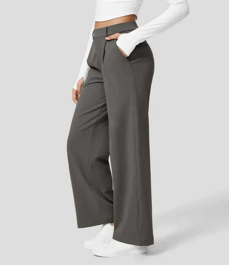 Kendall - High Waist Arbeitshose mit seitlichen Falten und Taschen