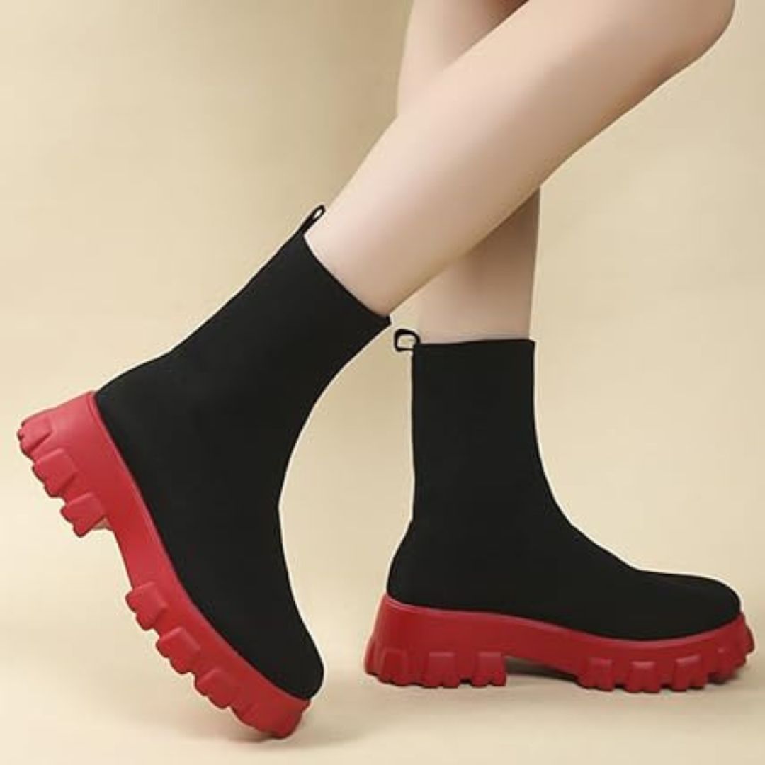 Phyllida - Gestrickte Knöchelstiefeletten mit Trendiger Sohle