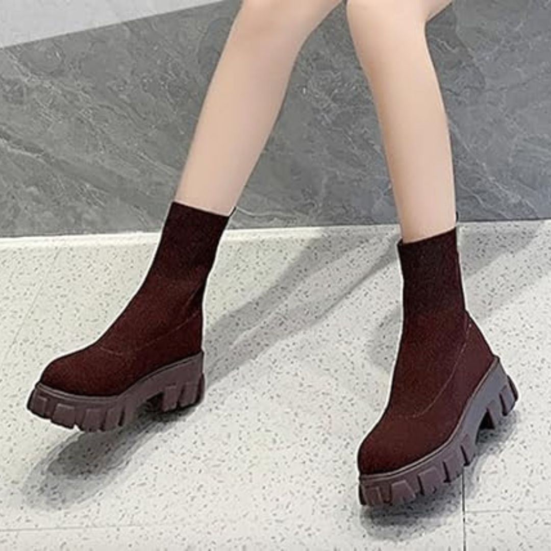 Phyllida - Gestrickte Knöchelstiefeletten mit Trendiger Sohle