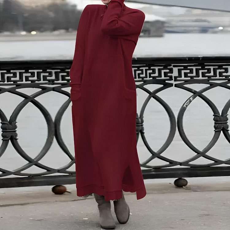 Lillymoda | Adalynn - Langärmeliges Maxikleid mit Fleece Futter für Frauen