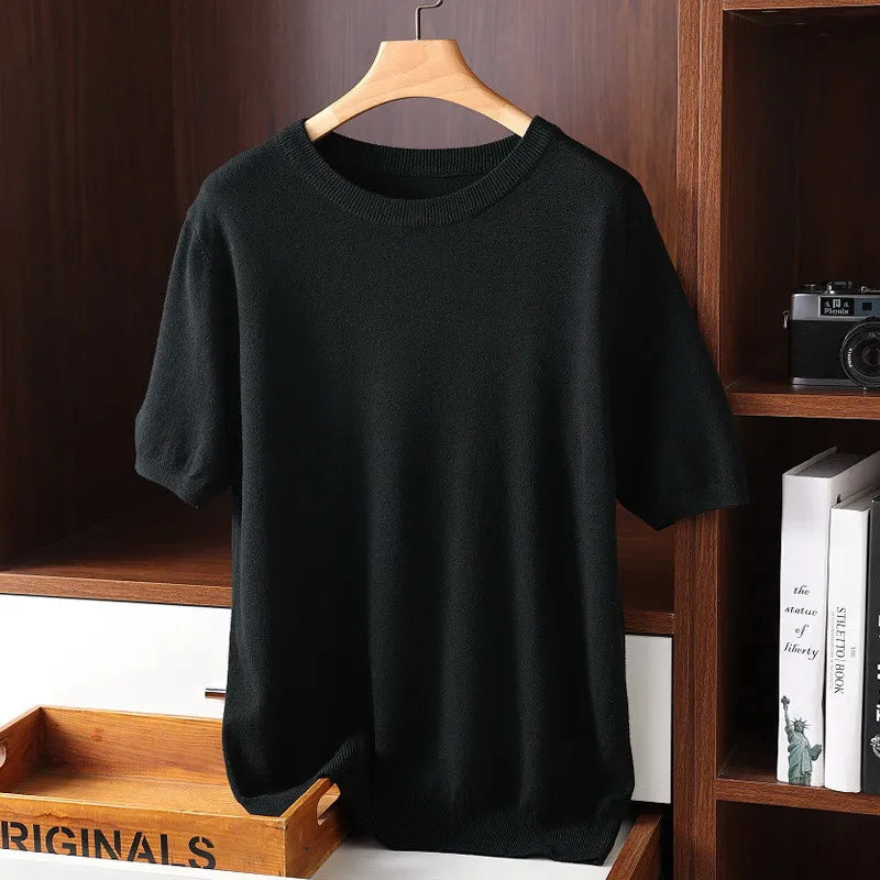 Koen - Weiches Herren Kaschmir Rundhals T-Shirt
