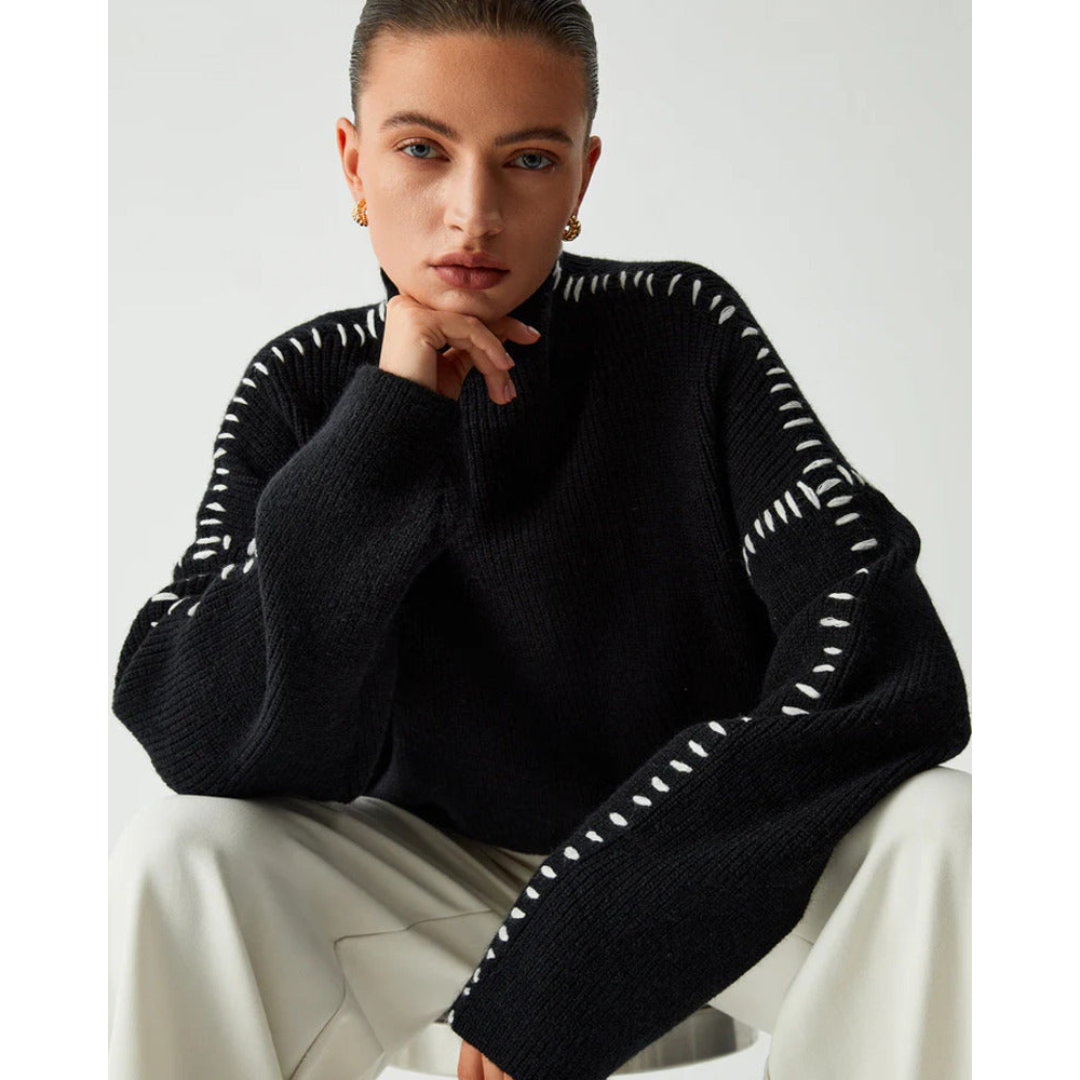 Novalee | Damen Eleganter Rollkragen pullover | Schwarz