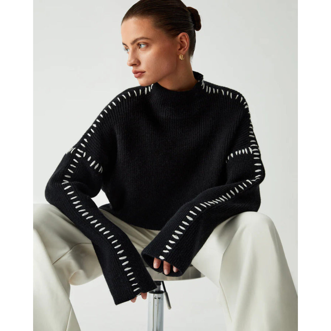 Novalee | Damen Eleganter Rollkragen pullover | Schwarz