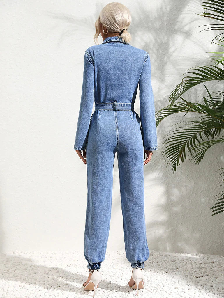 Melba - Jumpsuit mit Pattentasche und Jeansgürtel