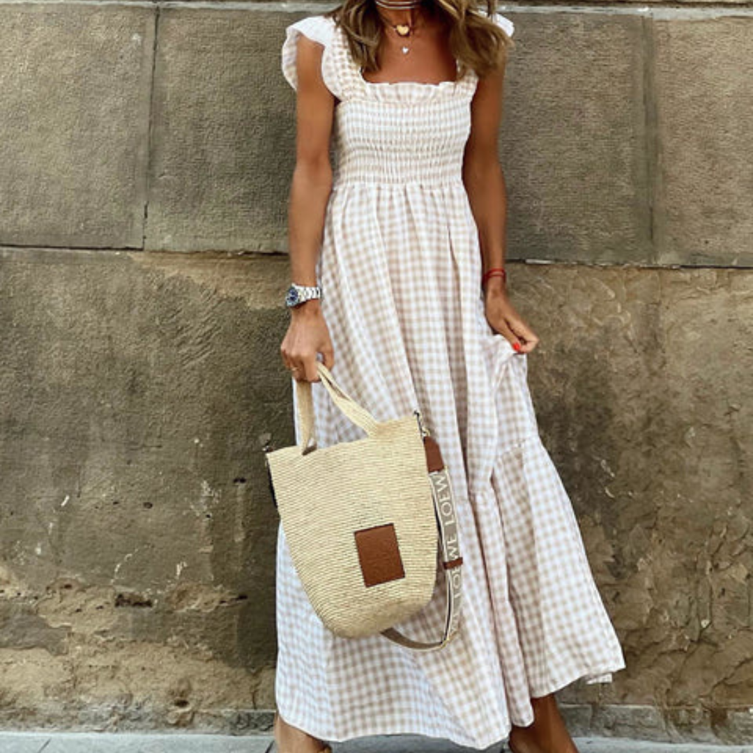 Anke Kleid | Elegantes Plisseekleid mit Rüschenärmeln für den Sommer