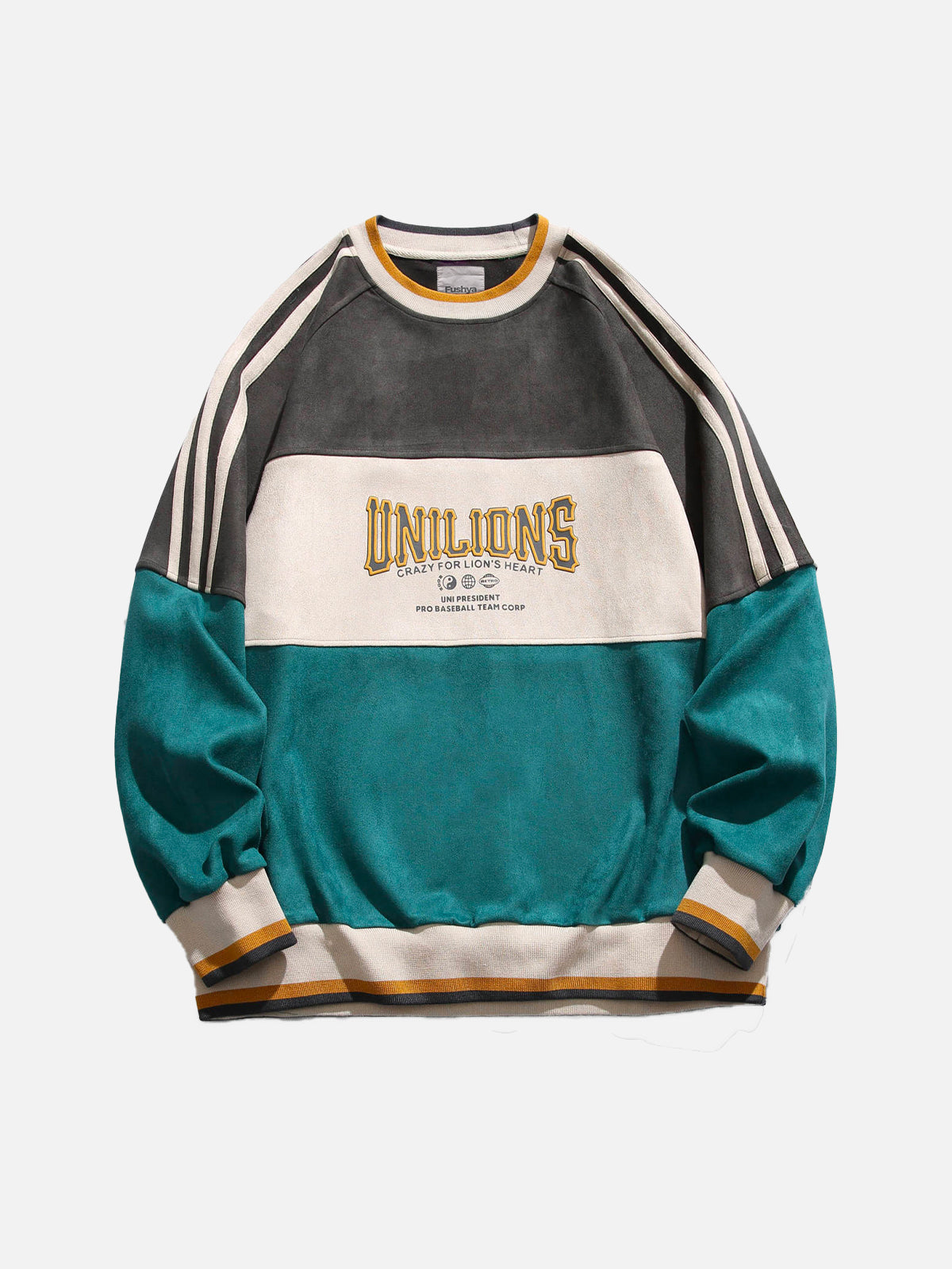 Saffron - Samt Sweatshirt mit Dreifachlinien-Design