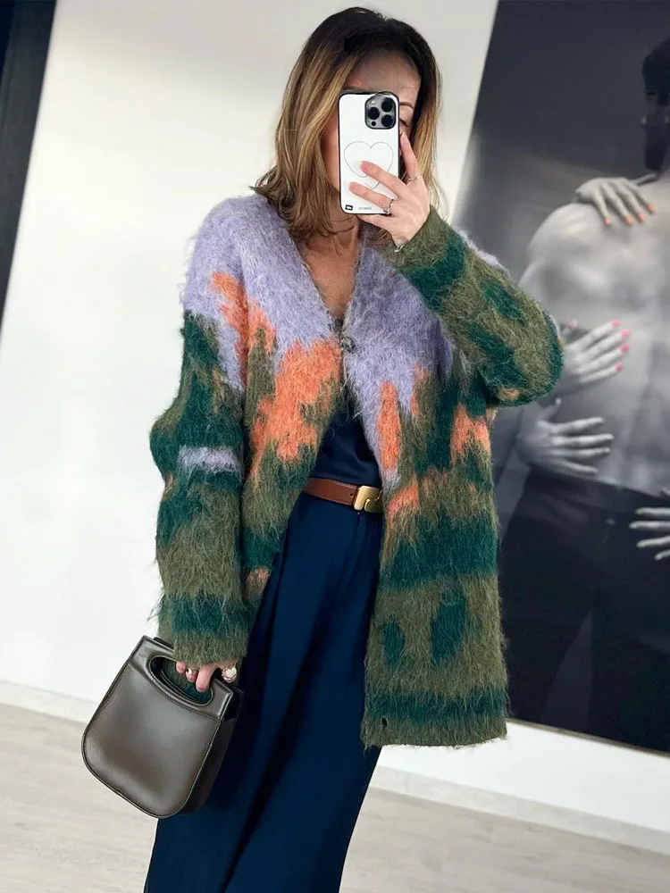 Lillymoda | Daniella - Trendige Bedruckte Strickjacke