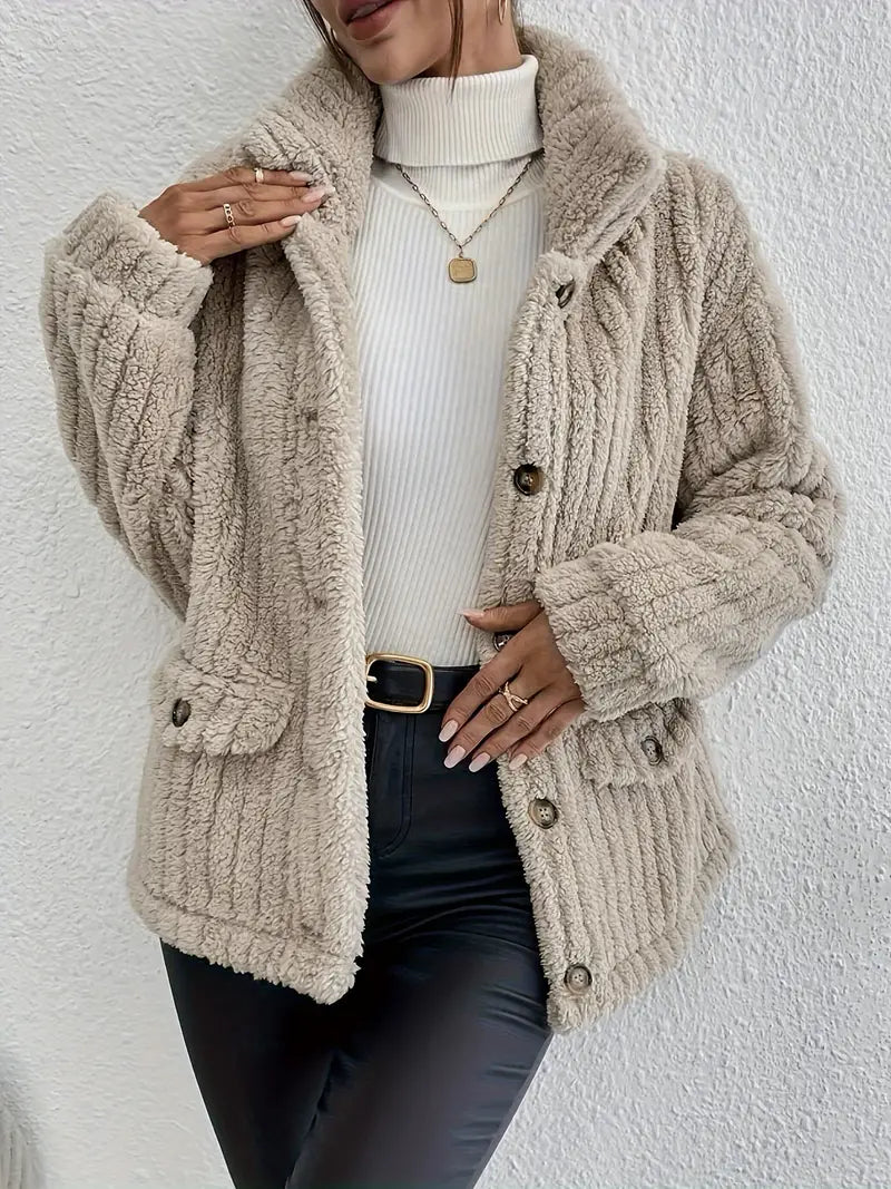 Liezel - Doppelseitige Samt-Knopf-Strickjacke