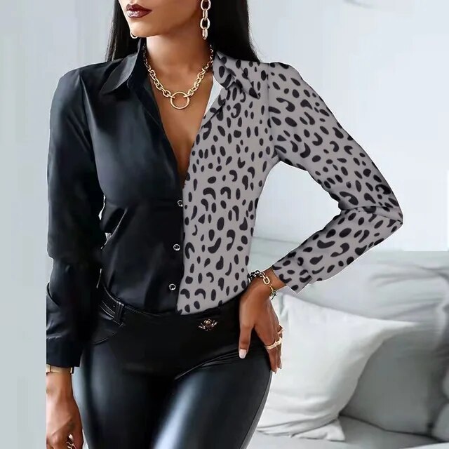 Lillymoda | Sarah - Lässige bedruckte Bluse mit Knöpfen