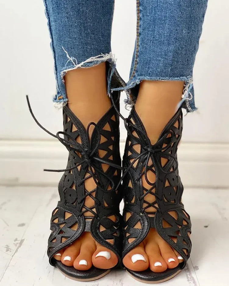 Antonietta - Komfortable Damen Sandalen mit Schnürsenkeln