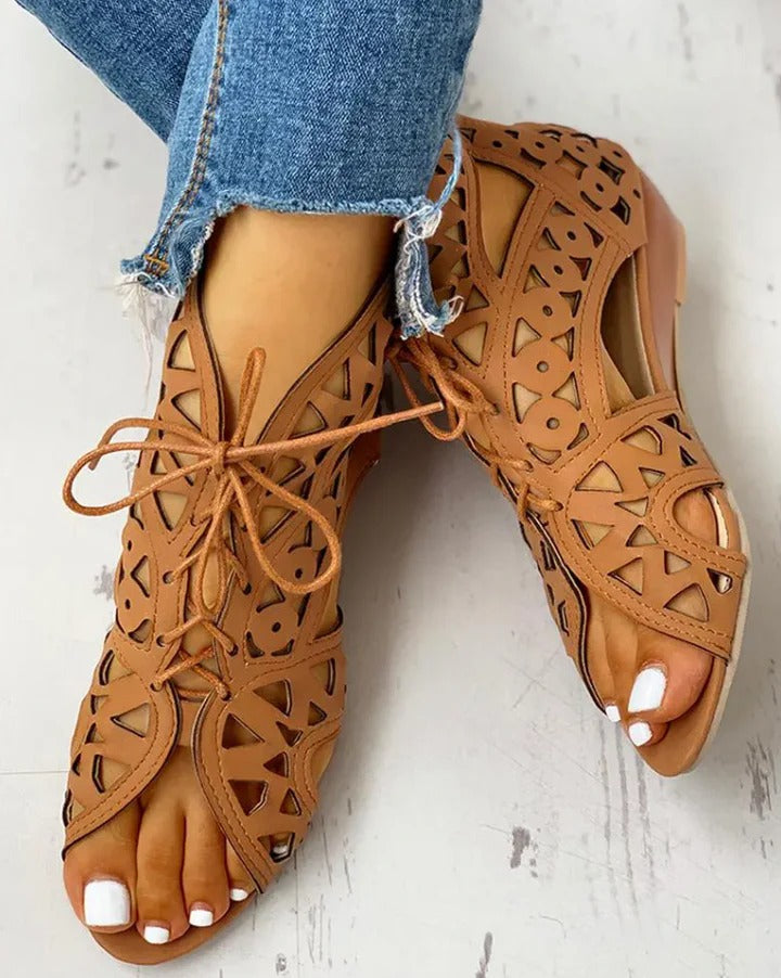 Antonietta - Komfortable Damen Sandalen mit Schnürsenkeln