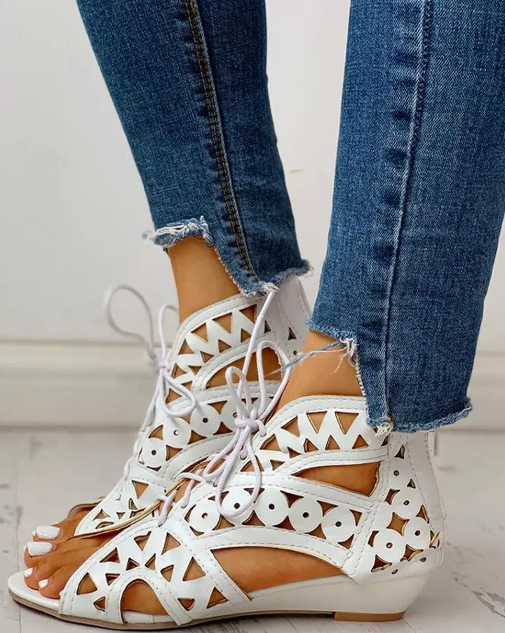 Antonietta - Komfortable Damen Sandalen mit Schnürsenkeln