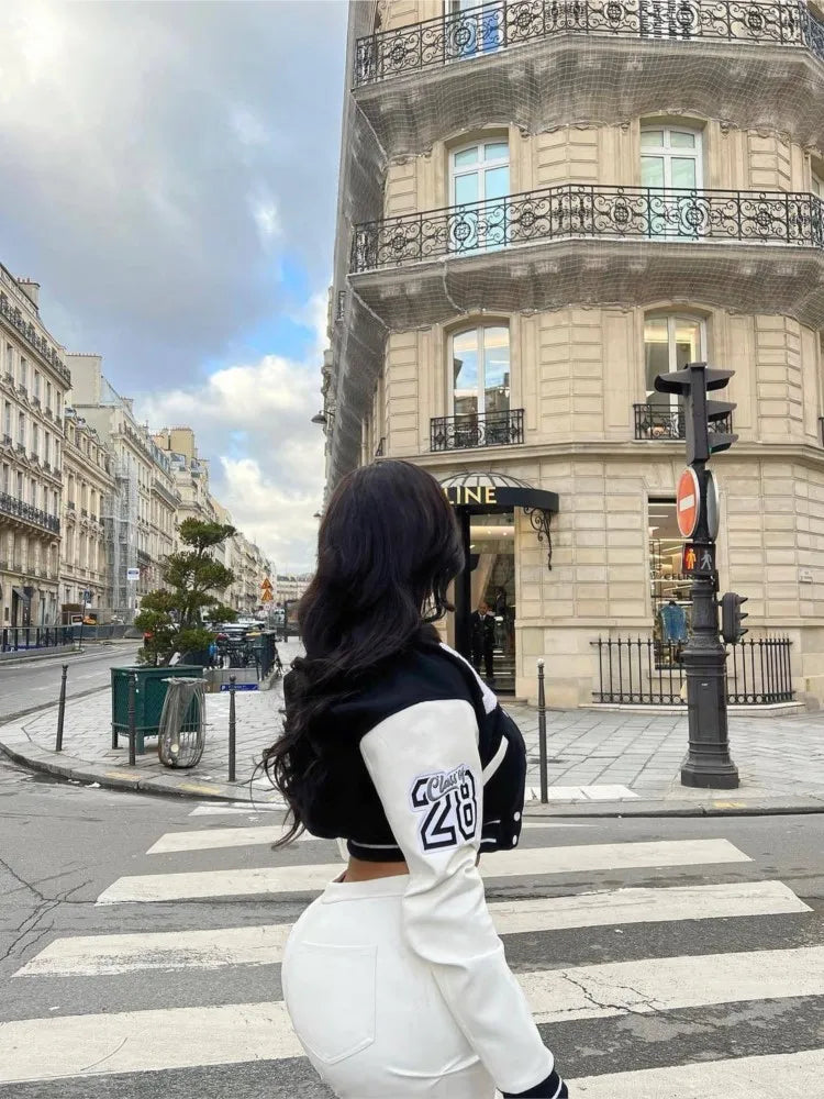 Lillymoda | Sophie - Bedruckte Varsity Gekürzt Jacke