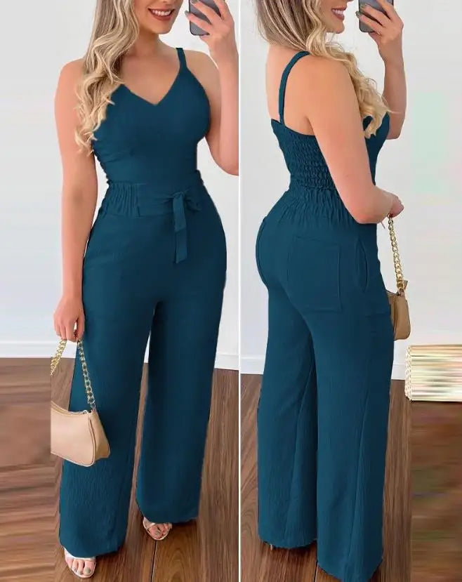 Trissia - Hemd mit V-Ausschnitt und Hose mit hoher Taille