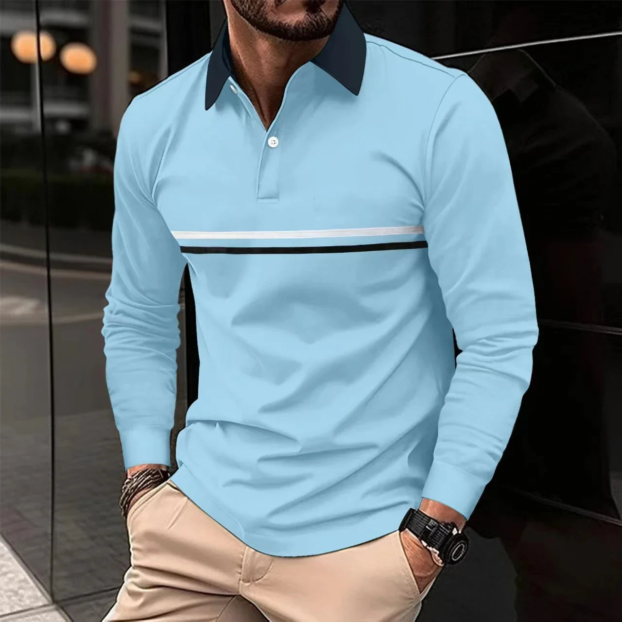 Ivan - Langarm-Poloshirt