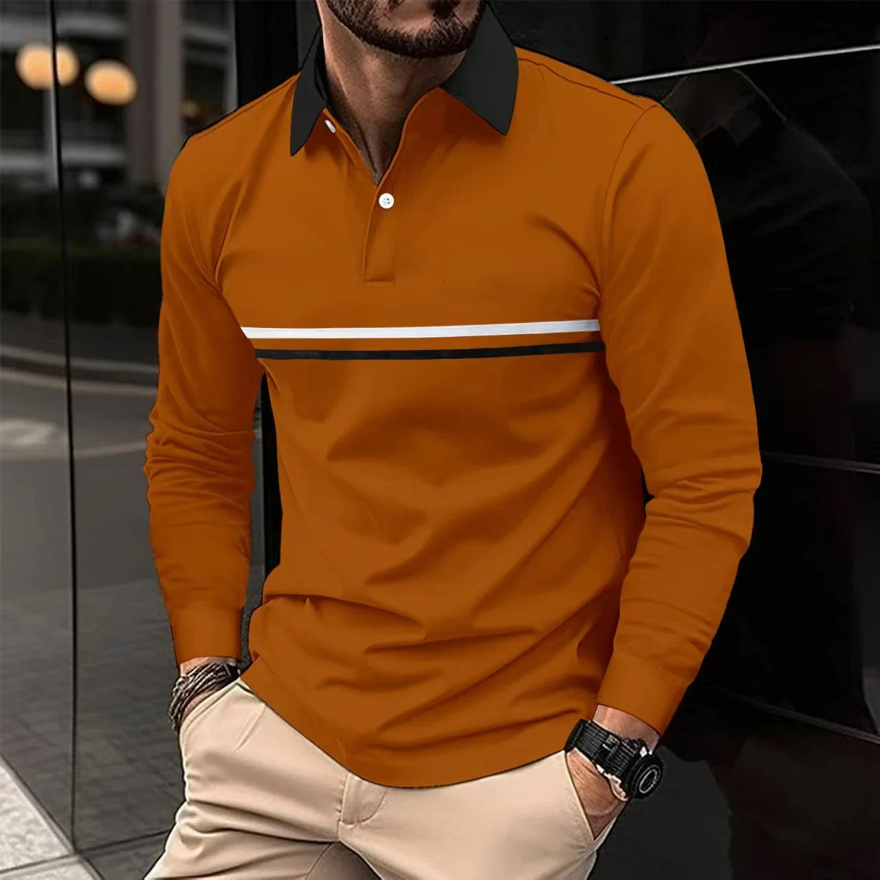 Ivan - Langarm-Poloshirt
