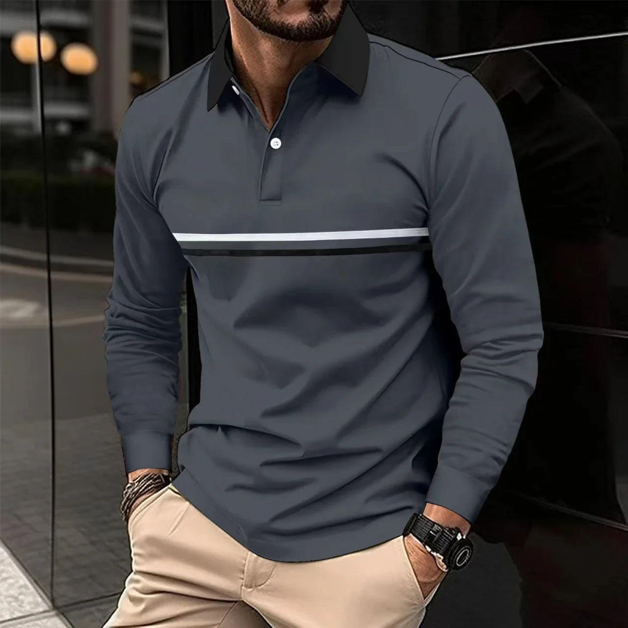 Ivan - Langarm-Poloshirt