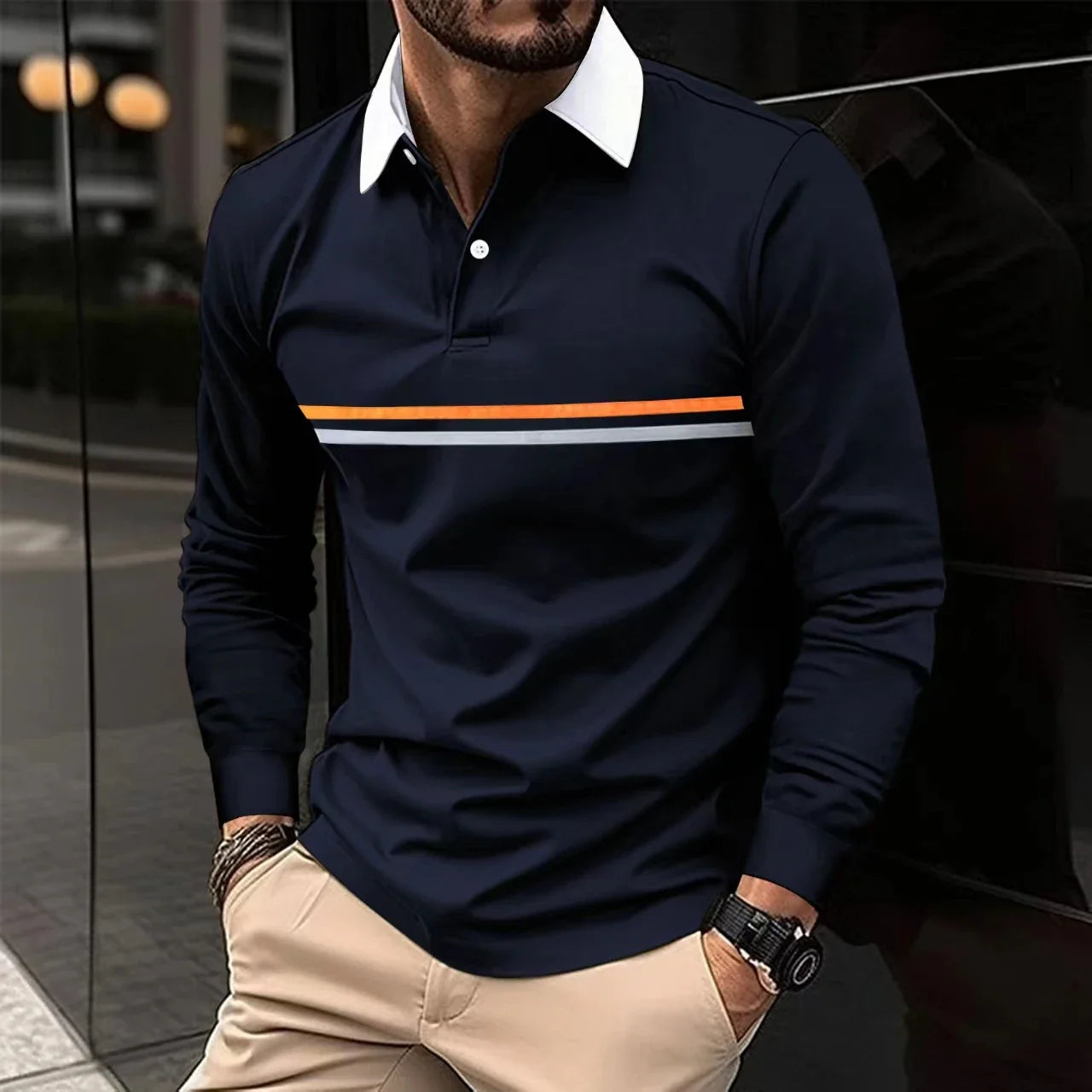 Ivan - Langarm-Poloshirt