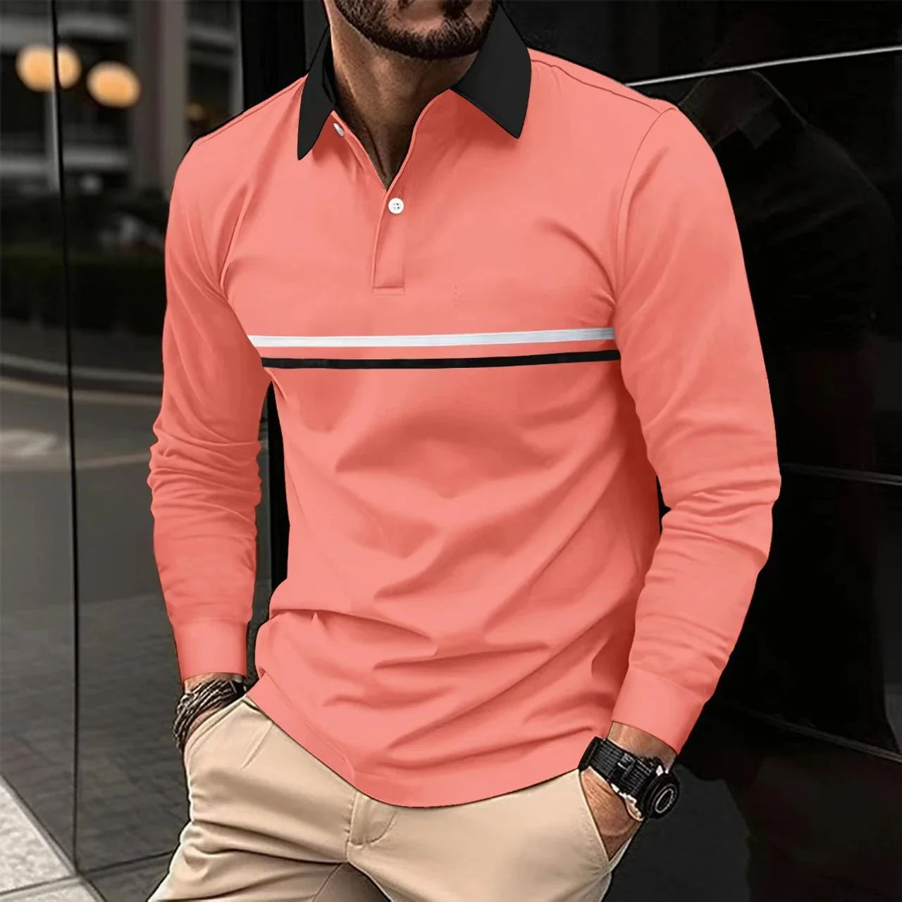 Ivan - Langarm-Poloshirt