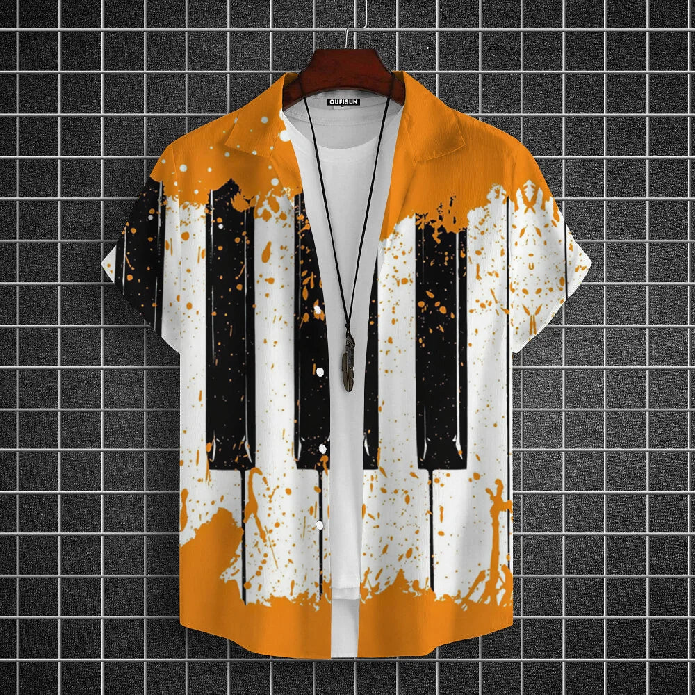 Reginald - Designer Herrenhemd mit Musikgrafik und 3D-Druck