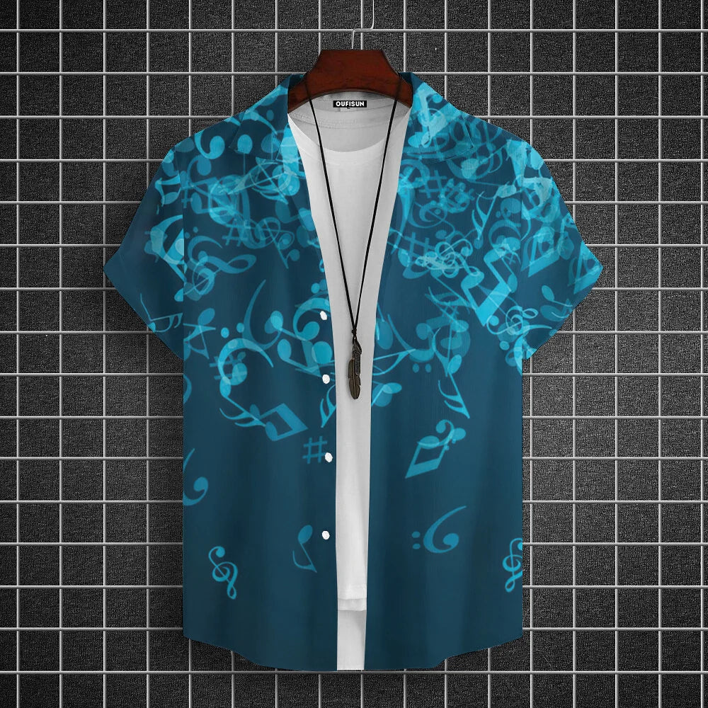 Reginald - Designer Herrenhemd mit Musikgrafik und 3D-Druck