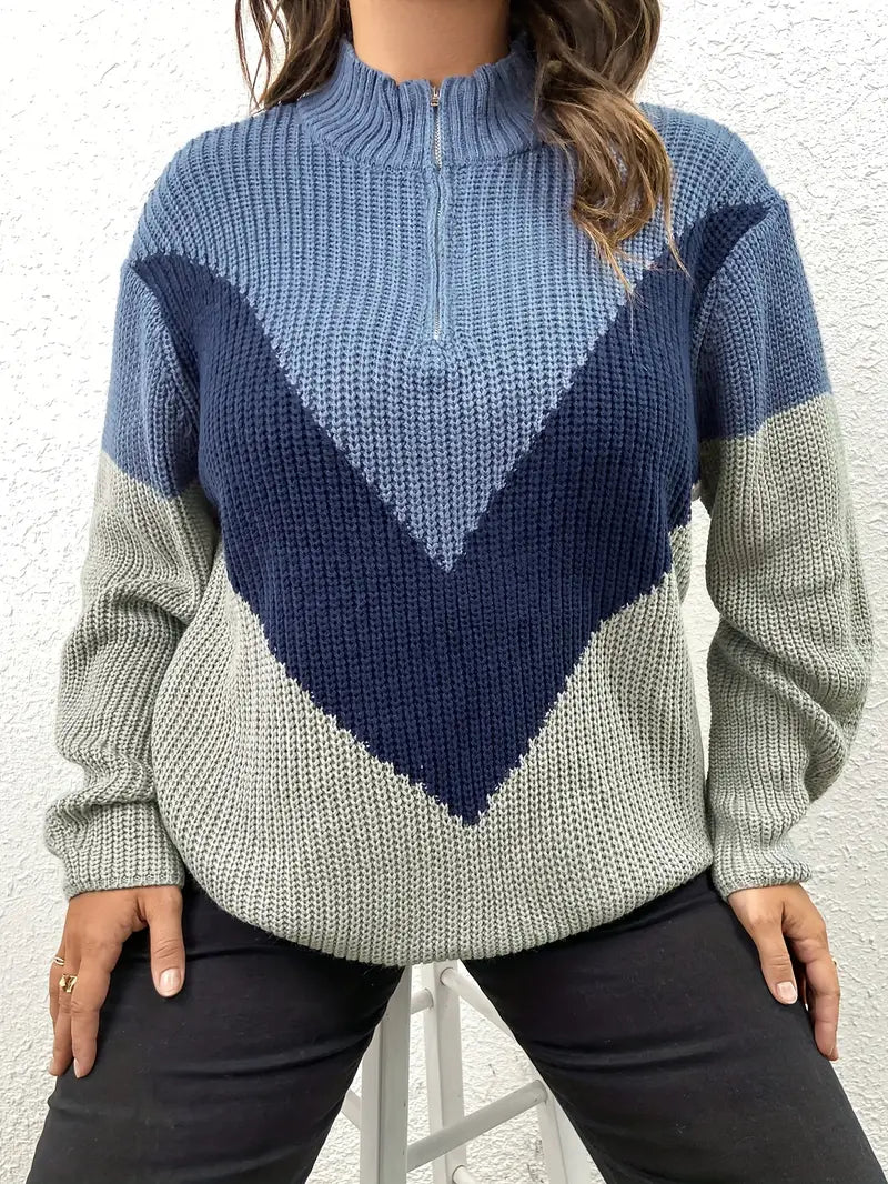 Janeth - Lässiger Pullover mit Reißverschluss Damen