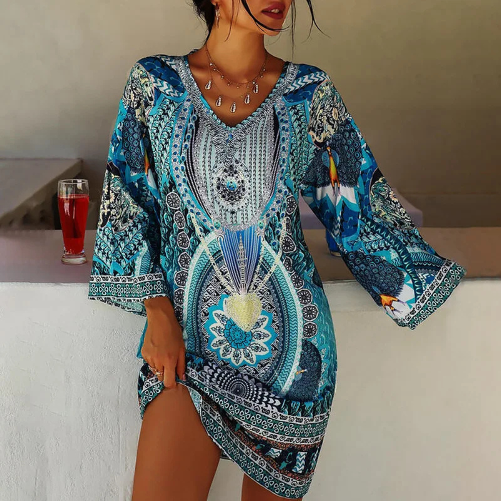 Leichtes Damen Sommerkleid mit buntem Muster – Sofia
