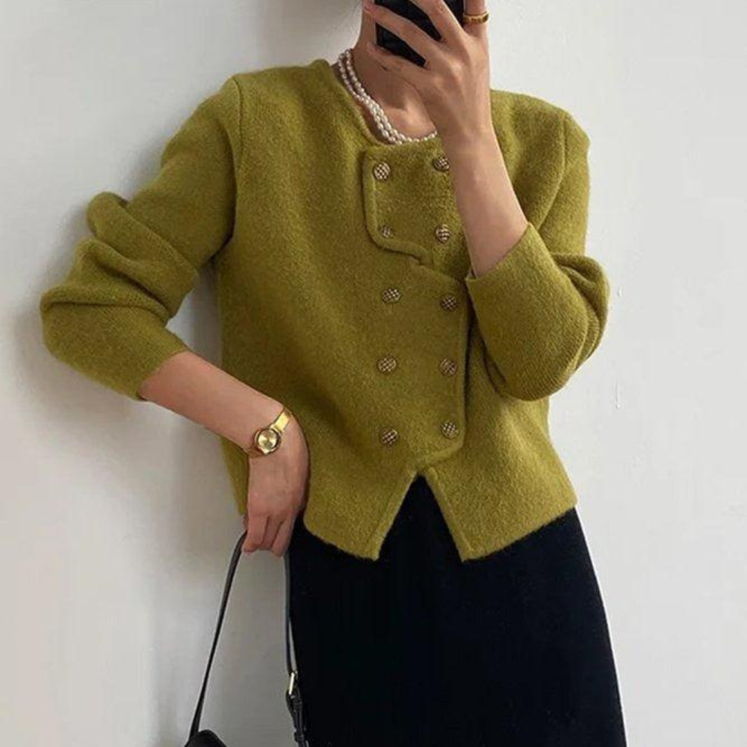 Anna Strickjacke | Elegante Damen Strickjacke mit Knopfverschluss