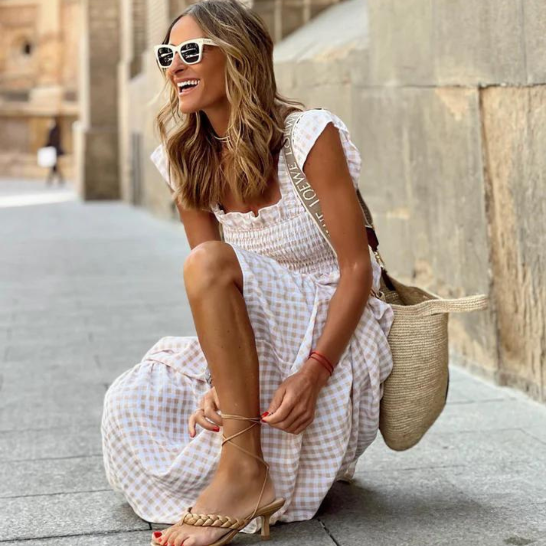 Anke Kleid | Elegantes Plisseekleid mit Rüschenärmeln für den Sommer