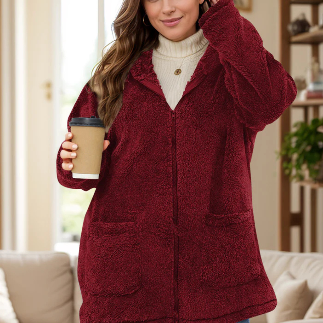 Wellens Fleece Weste | Teddy Winterjacke mit Kapuze für Frauen