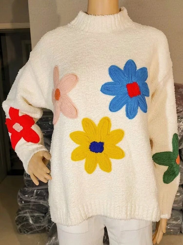 Lillymoda | Faye - Blumengestrickter Pullover