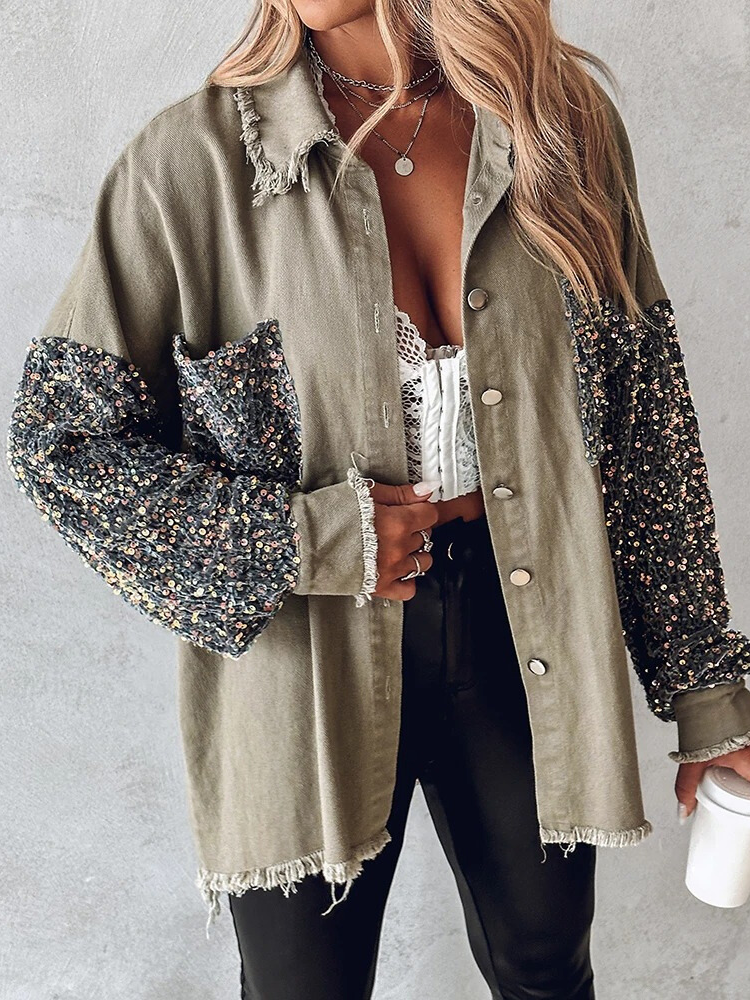 Lillymoda | Eileen - Kontrast Paillettenbesetzte Jacke