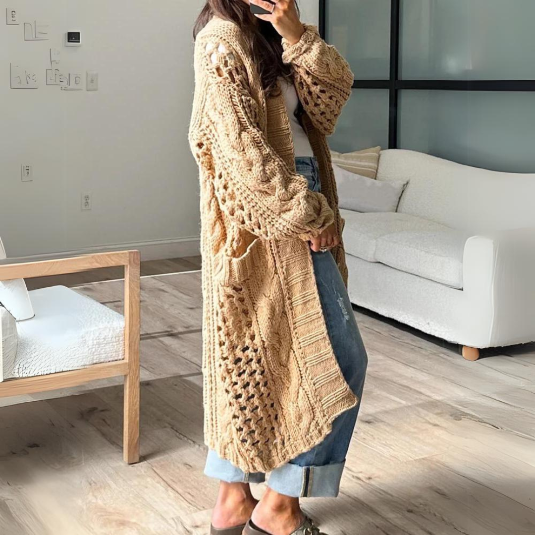 Anna Strickjacke | Stylische V-Ausschnitt-Strickjacke mit Cut-Out-Design