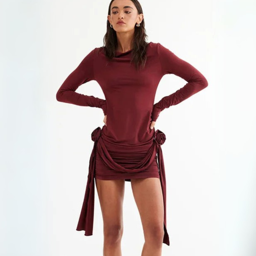 Karin Mini Kleid | Damen Kleid mit langen Ärmeln für den Abend