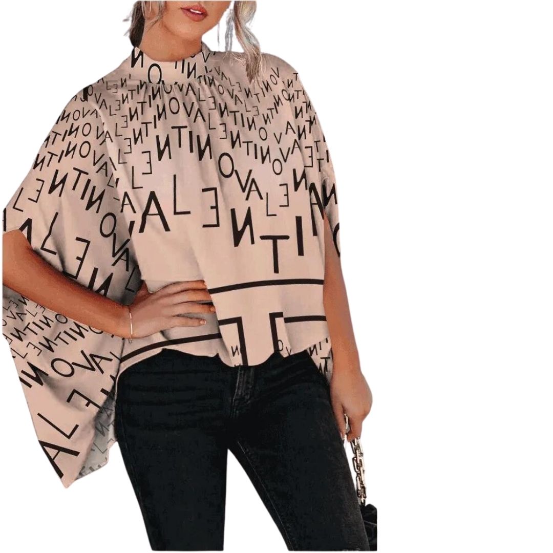 Rory - Bluse mit abstraktem Print und Stehkragen