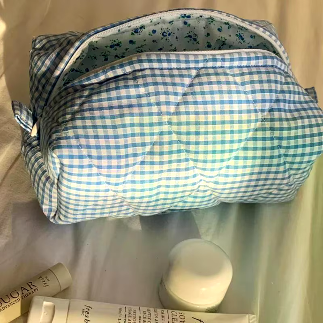 Lena Kosmetiktasche | Tragbare Schminktasche aus weicher Baumwolle