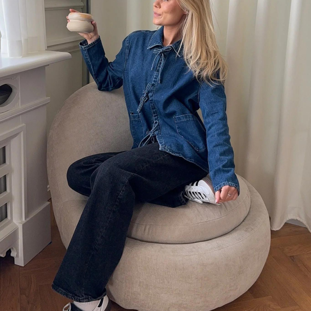 Ayla Jeansjacke | Damen Jeansjacke mit Kragen für Winter