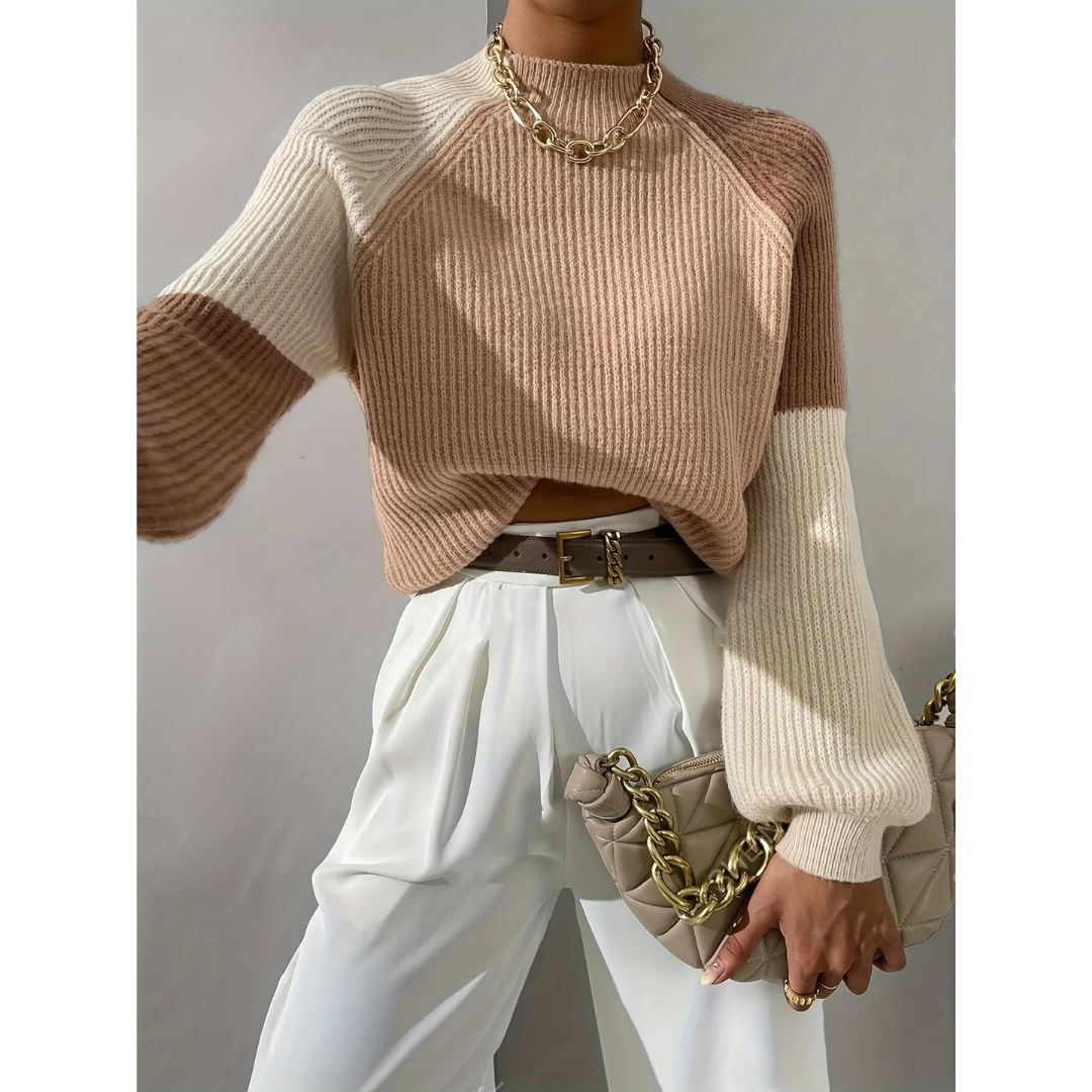 Leena | Damen Strickter Rollkragen Pullover | Warme