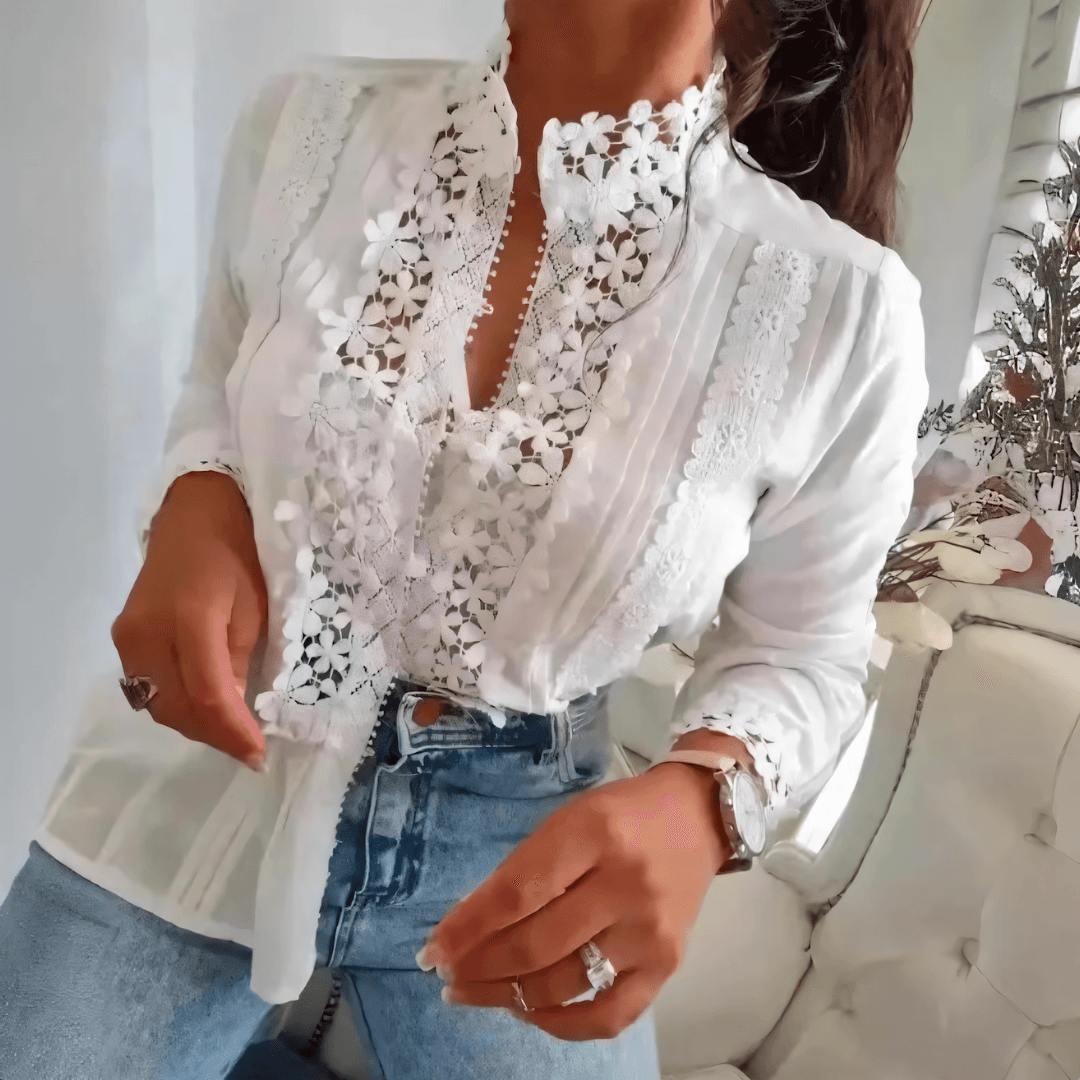 Laurien | Blümchenbluse mit Spitzenmuster