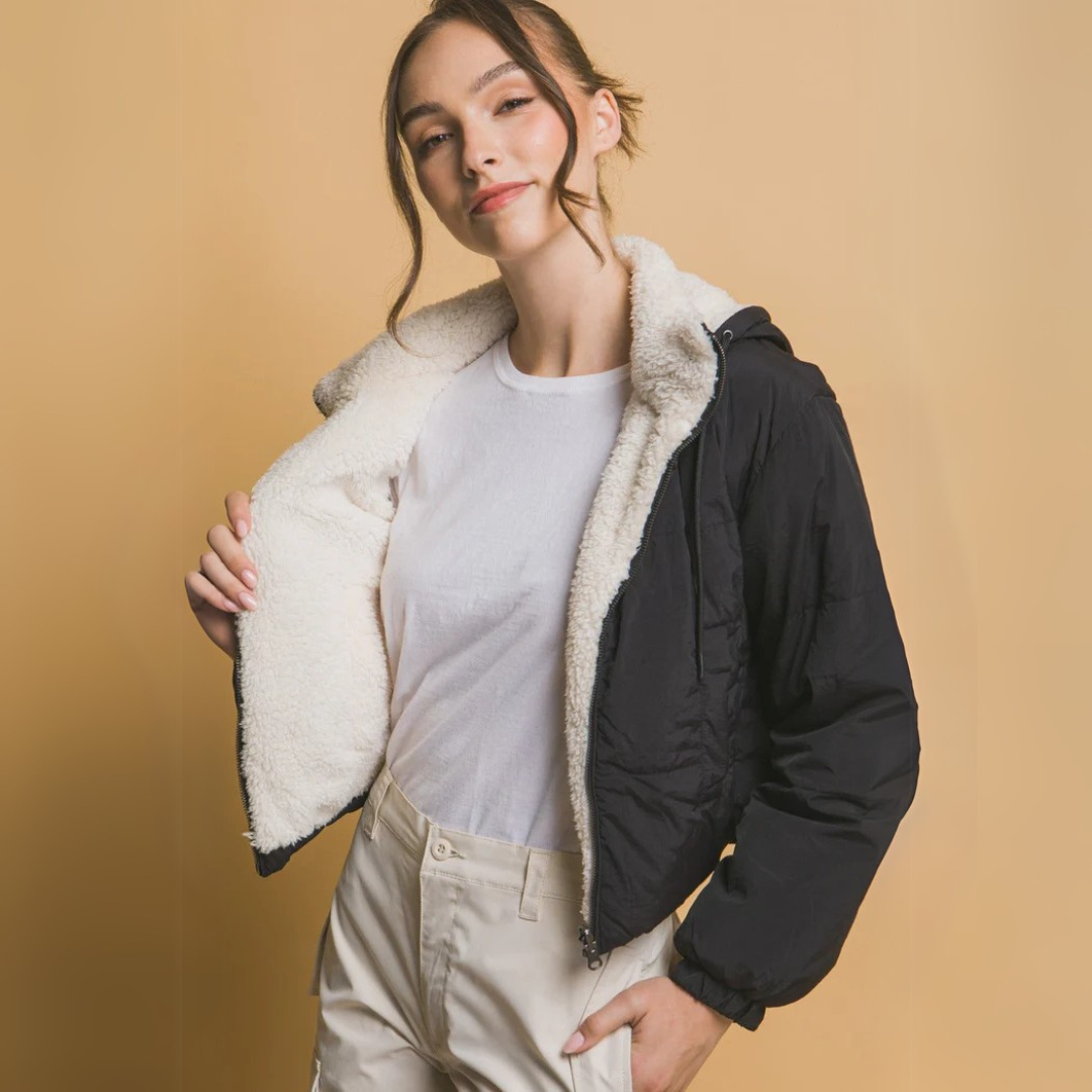 Elvira Sherpajacke | Flauschige Damenjacke für kalte Tage