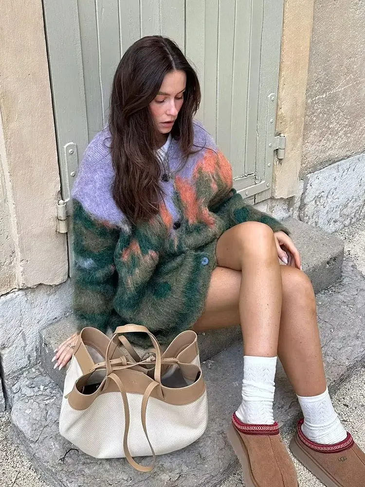 Lillymoda | Daniella - Trendige Bedruckte Strickjacke